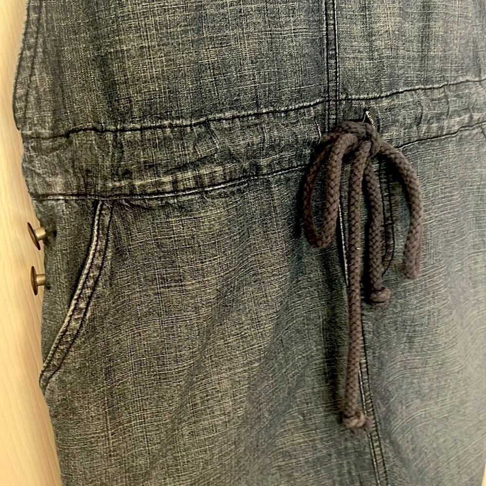 Vintage Y2K Gap Lightweight Denim Drawstring Waist Overall Mini Dress (S) - Picture 3 of 5